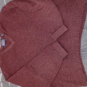 Pendleton Maroon Pure Shetland Wool  V-neck Pullover‎ Sweater Mens L, washable
